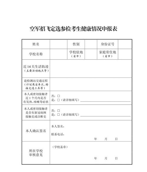 2020年度空军招飞定选工作7月12日开启