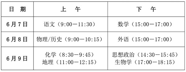 2025年四川高考时间与高考分值